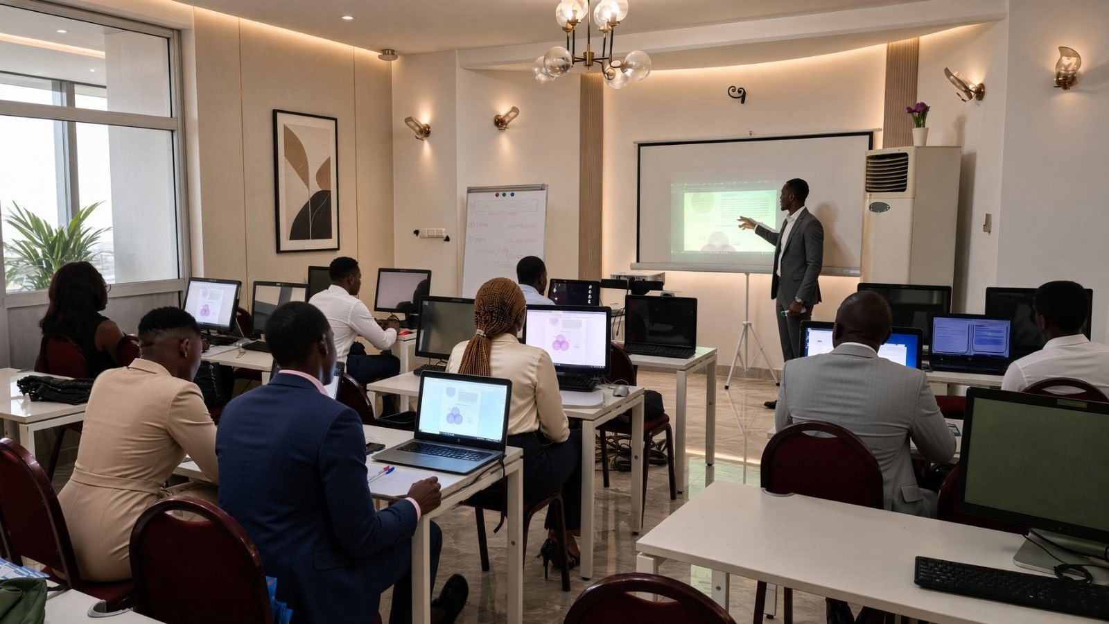 Promotion ACERFI en formation — salle informatique pleine