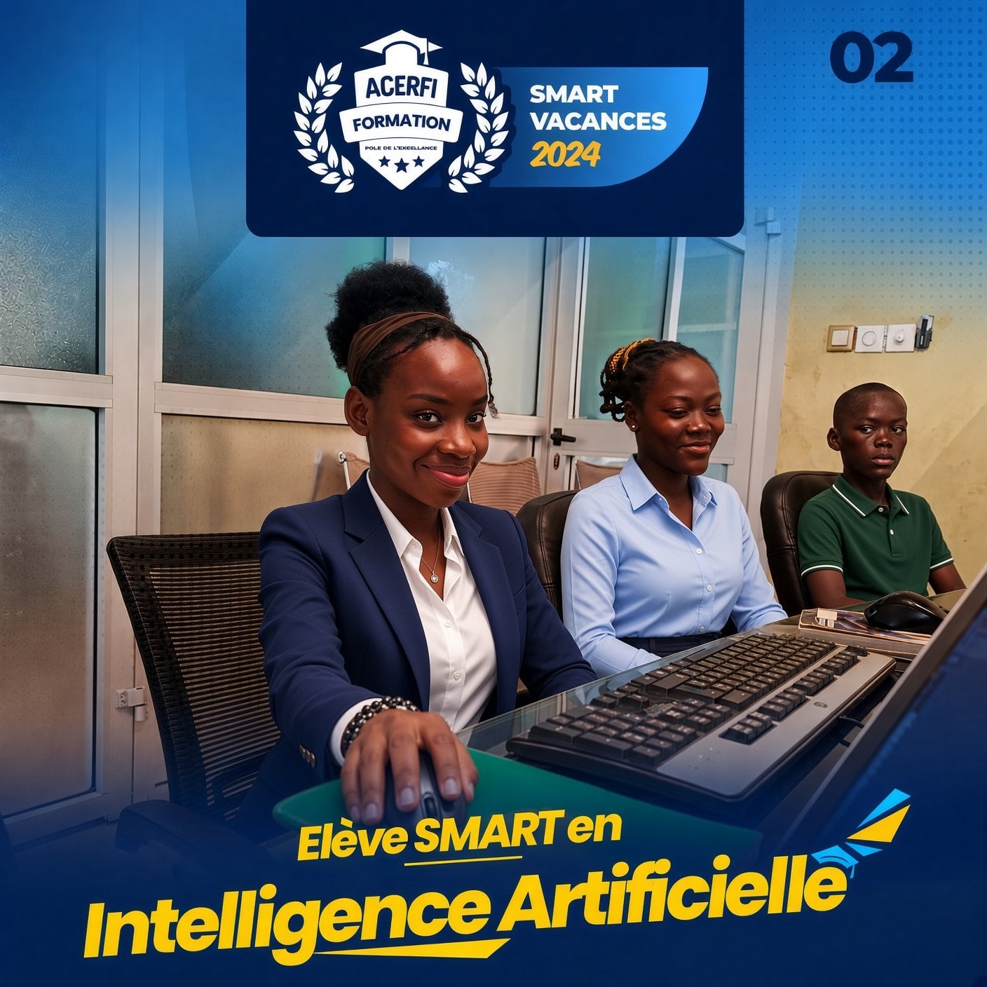 Élèves Smart Vacances concentrés sur un module d'intelligence artificielle — ACERFI.