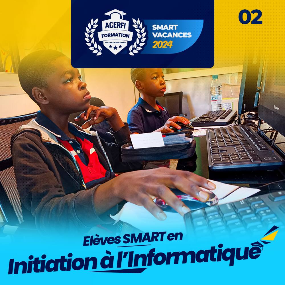 Two young Smart Vacances 2024 pupils in an introductory computing workshop.