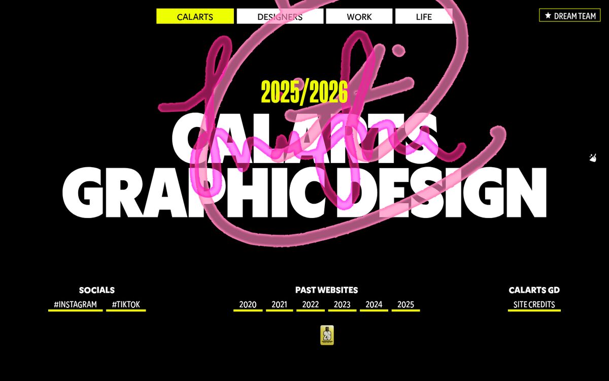 Page d'accueil de CalArts Graphic Design 2026